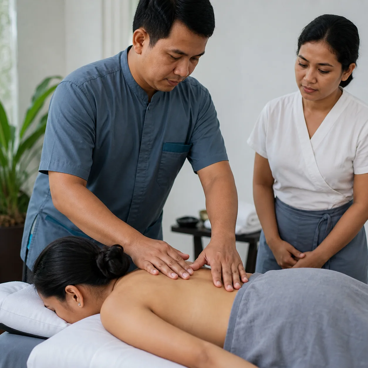 Demonstrasi pelatihan body massage Nirwana